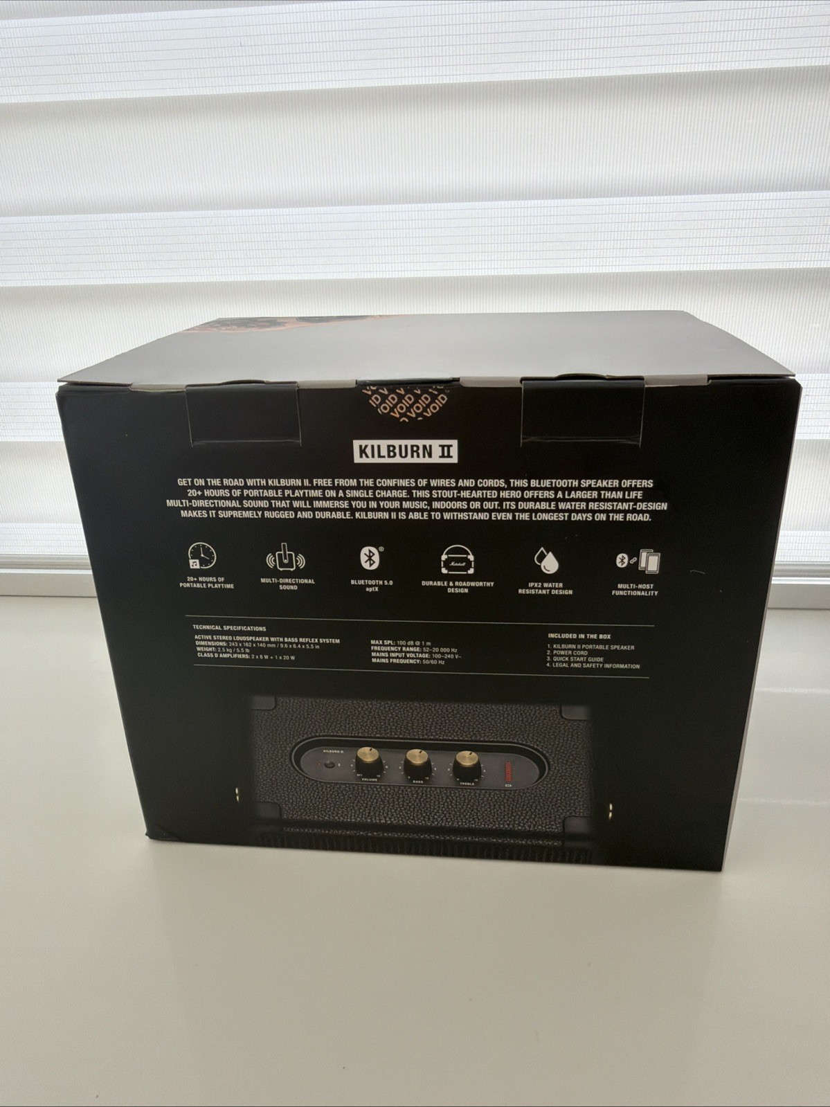 Marshall Kilburn II Portable Bluetooth Speaker, Black and Brass