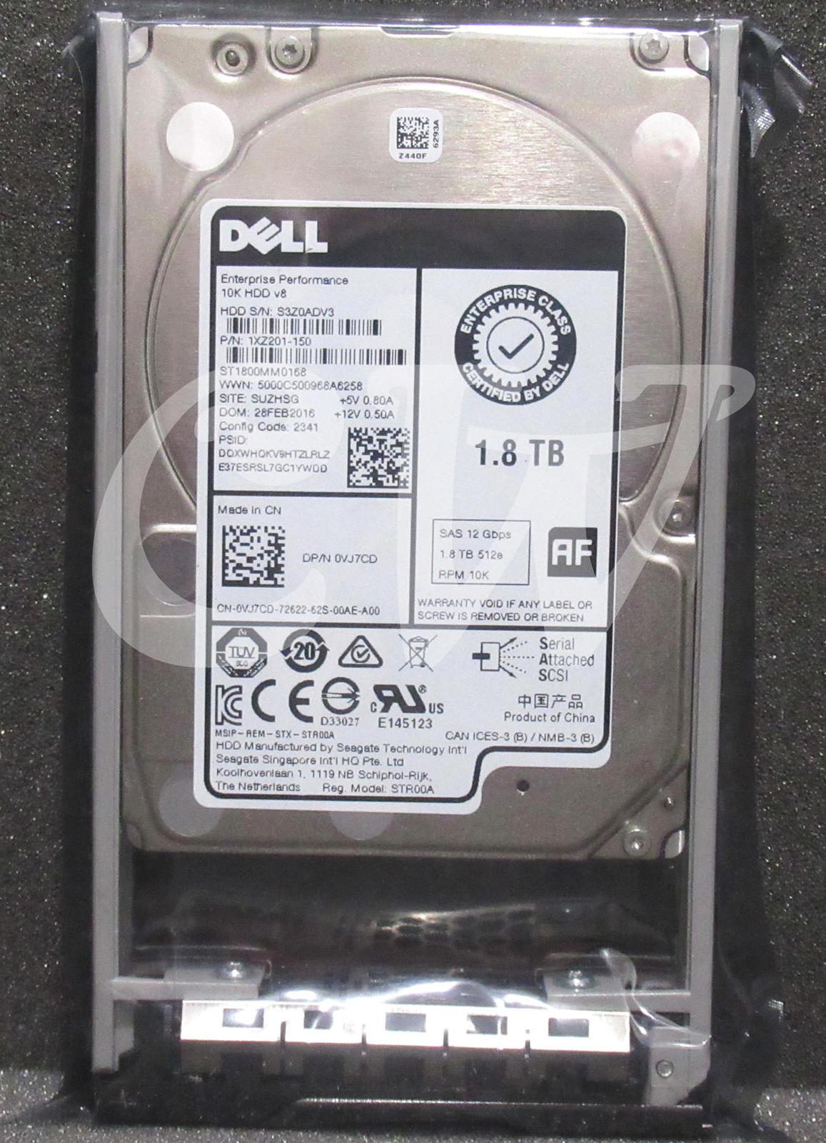 0VJ7CD VJ7CD Dell 1.8TB 10K RPM 12Gb/s 128MB 2.5" SAS SERVER HDD Hard Drive