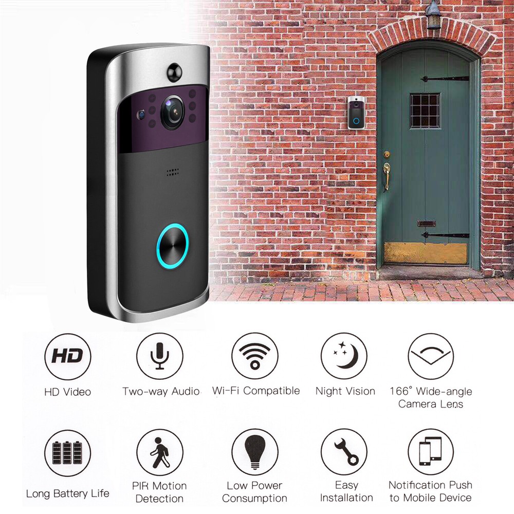 Wireless Smart WiFi Home DoorBell IR HD Video Camera Visual Intercom/Memory Card