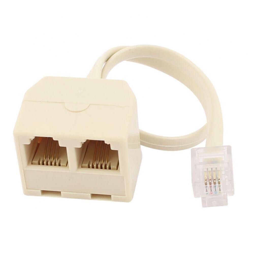1 To 2 Ways RJ11 6P4C Male Telephone Jack Line Cord Female Splitter adapter Lan
