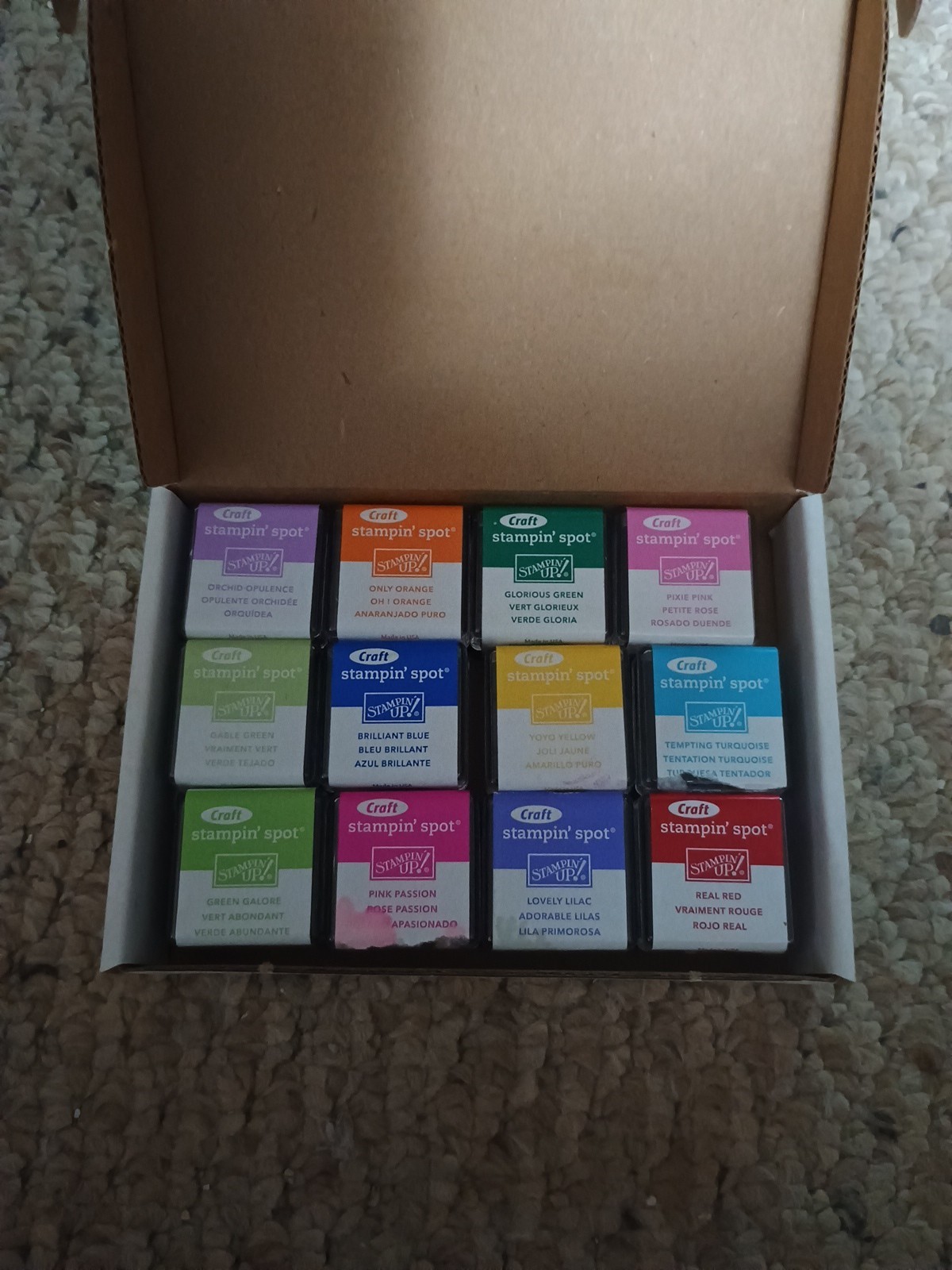 Stampin Up! Craft Stampin Spots Set Of 12 Pigment Ink Pads Bold Brights Some New