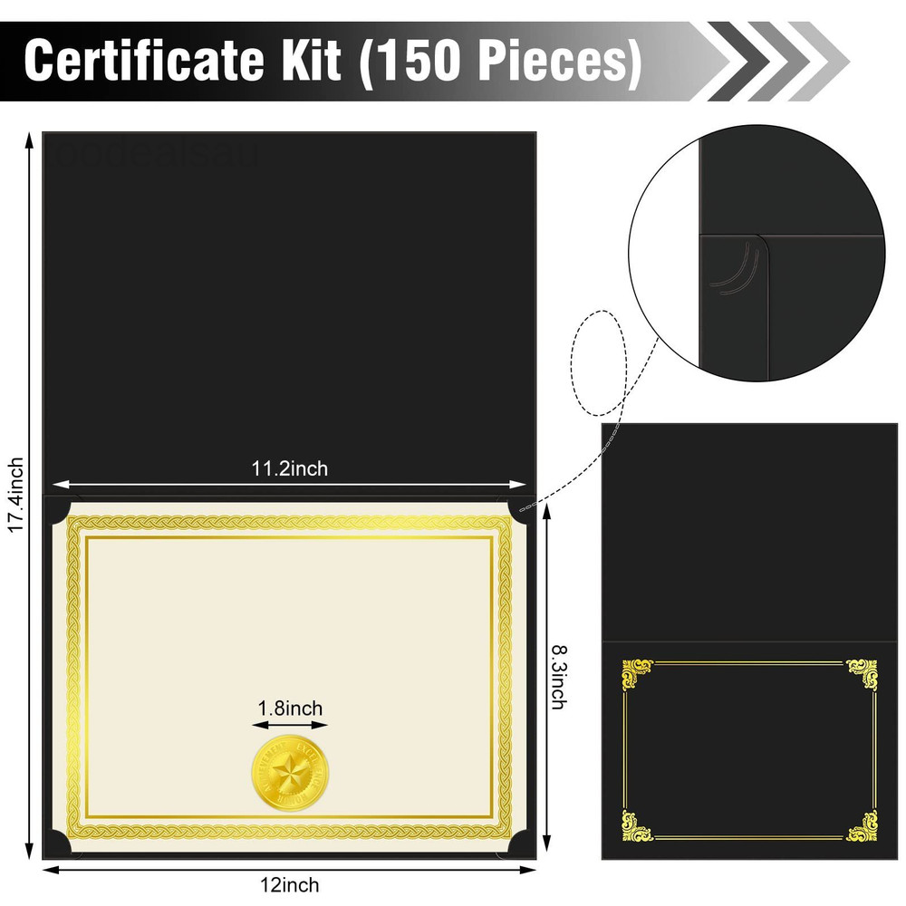 150 Pcs Certificate Kit Include 50 Holders 50 One Size, Black