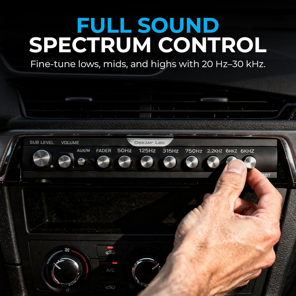 Single Din Car Equalizer, Wireless Bluetooth 7 Band Equalizer for Car Audio, Sub