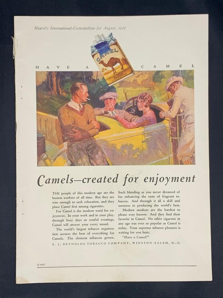 Magazine Ad - 1927 - Camel cigarettes