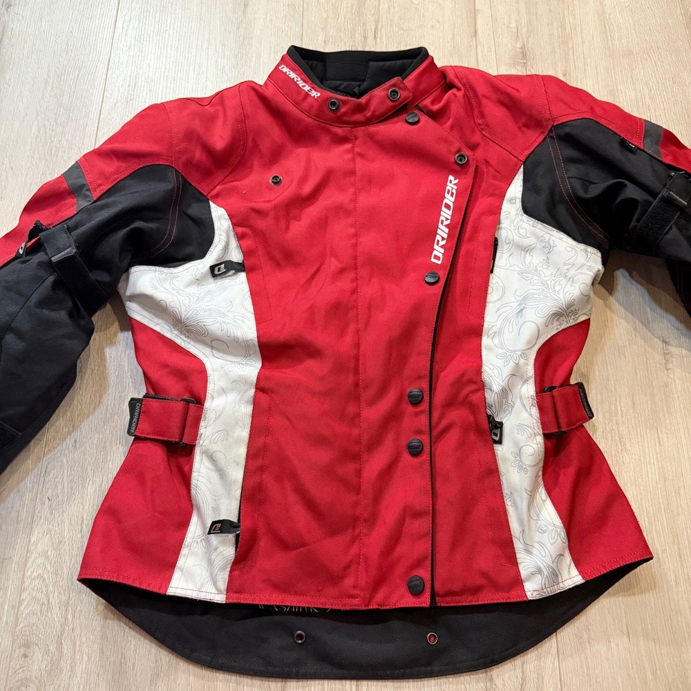 Dririder Motorcycle Jacket Women’s 10 Red+ White Lined