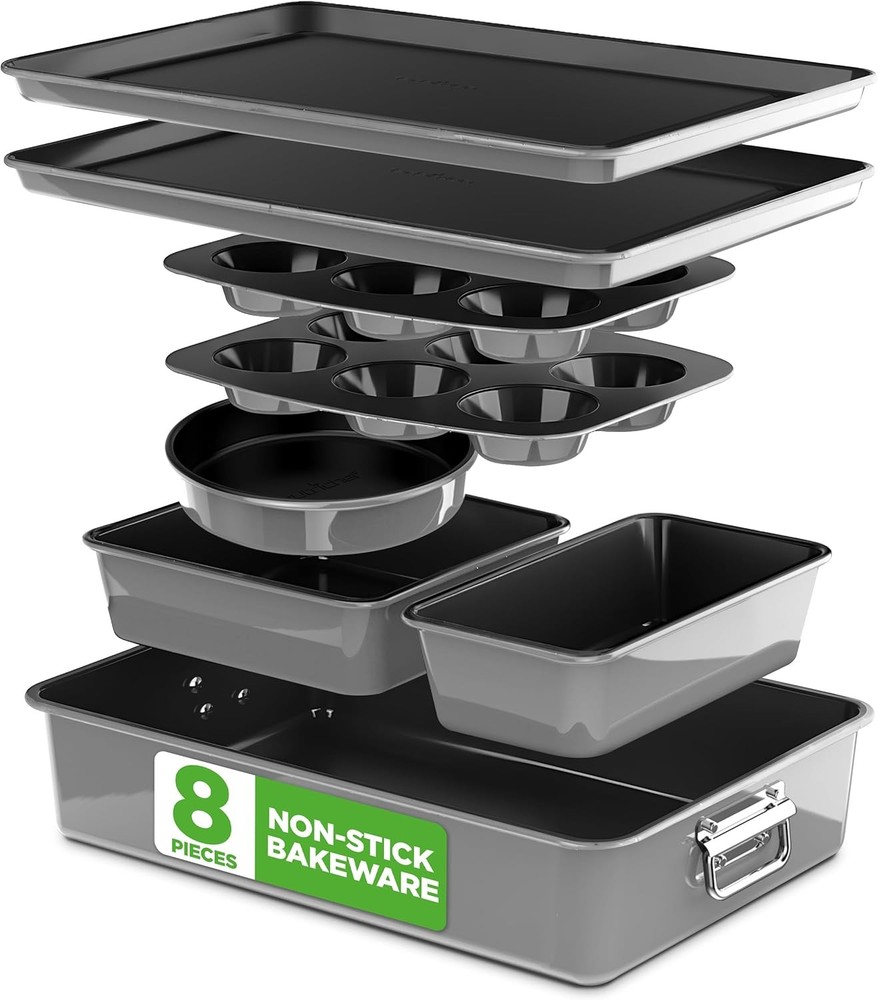 8-Piece Nonstick Stackable Bakeware Set PFOA PFOS PTFE Free Baking Tray Set