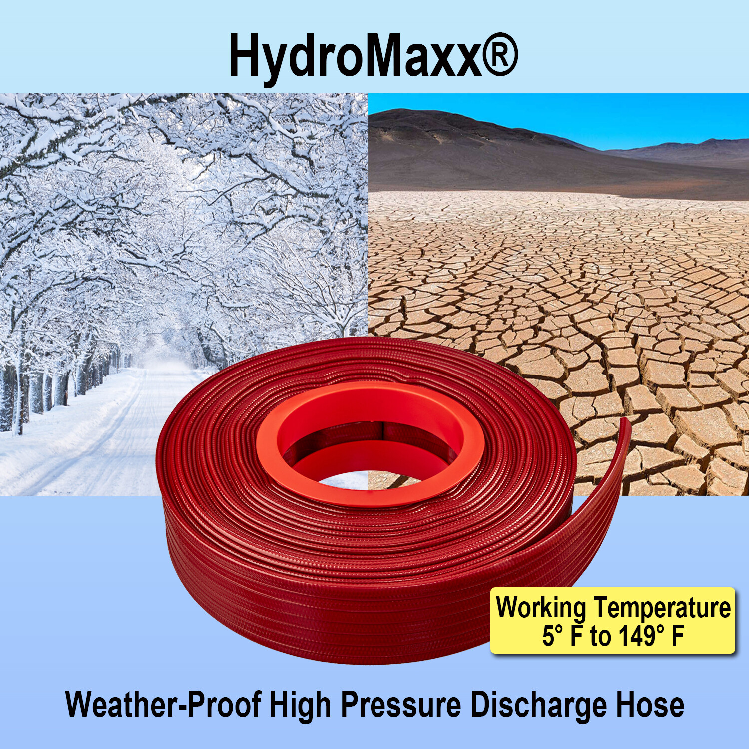 1.5" High Pressure - Heavy Duty PVC Lay Flat Discharge Hose 100' & 300' Lengths