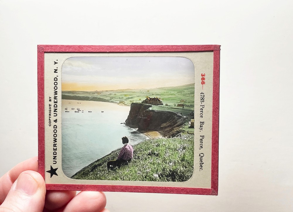 Perce Bay Quebec Canada  magic lantern glass slide