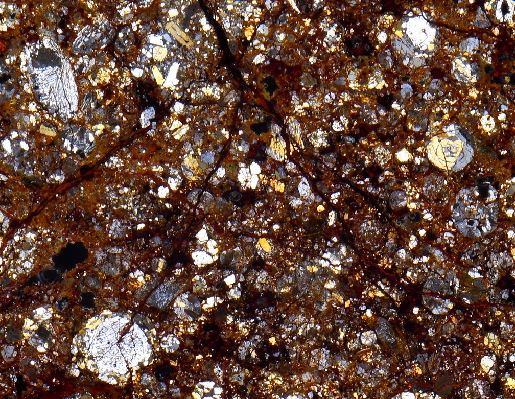 Meteorite QATAR 001 - rare Chondrite from Qatar !  Microscope Slide Thin Section