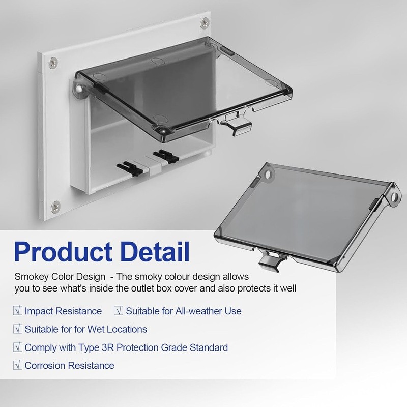 Weatherproof Electrical Outlet Box Cover Type 3R Horizontal Replacement DBHC-1