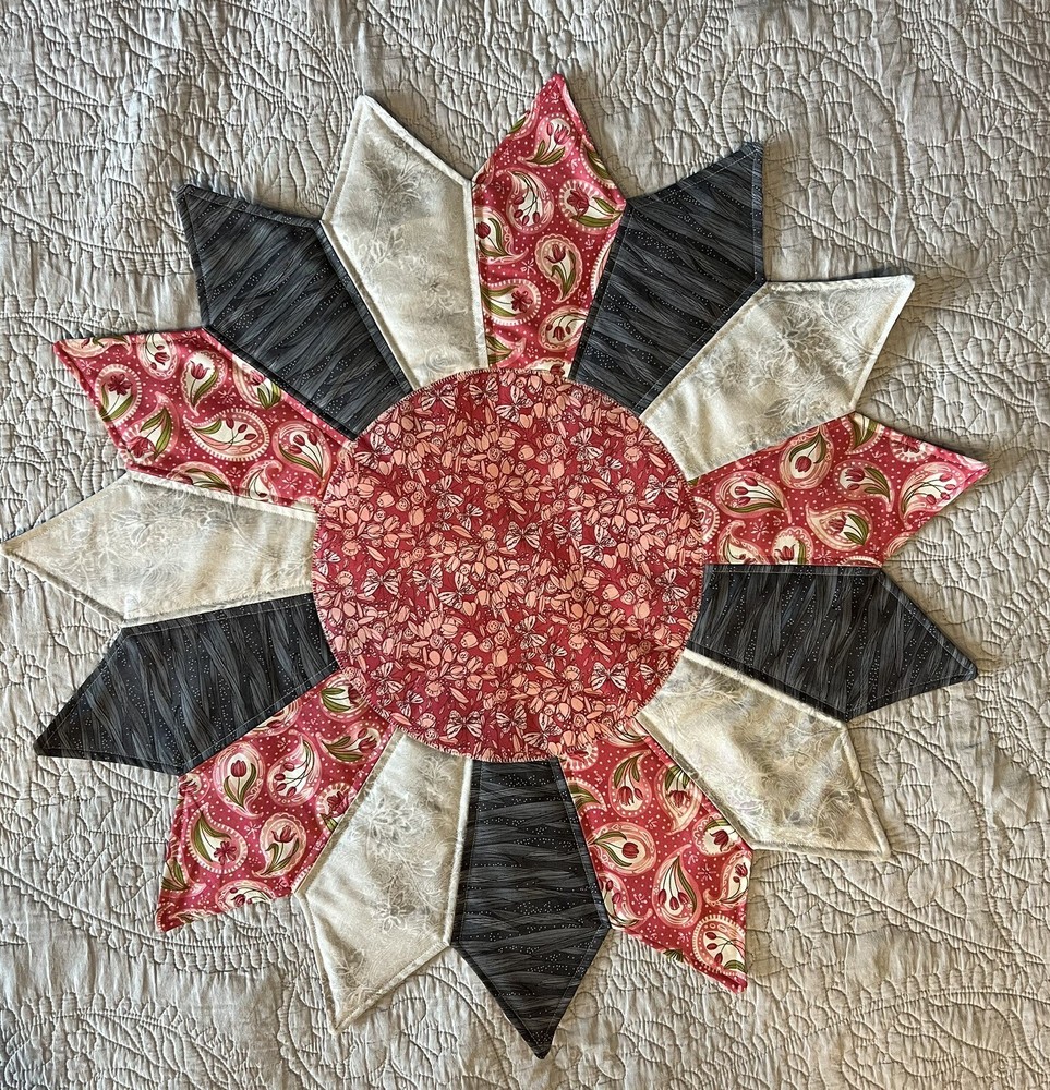Handmade Quilted Table Runner/Topper ~ 29"  ~ Pink and Greys