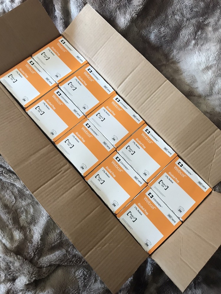 New #6818 Webcol Alcohol Prep Pads Sterile Medium - Case of 20 Boxes x 200