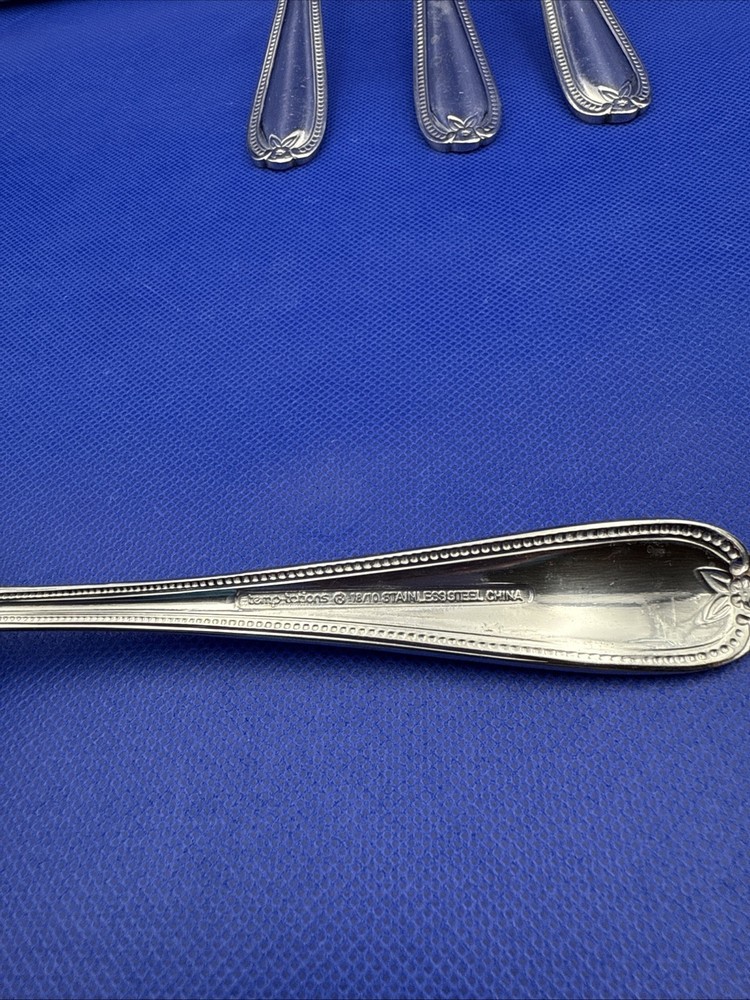 Temp-Tations OLD WORLD BEAD Dinner Fork Stainless Round Tip Silverware Flatware