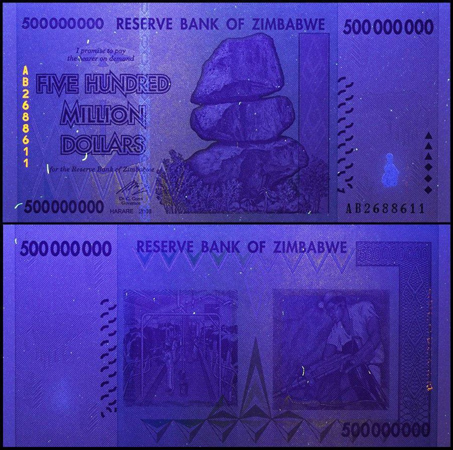 Zimbabwe 500 Million Dollars, 2008, Used