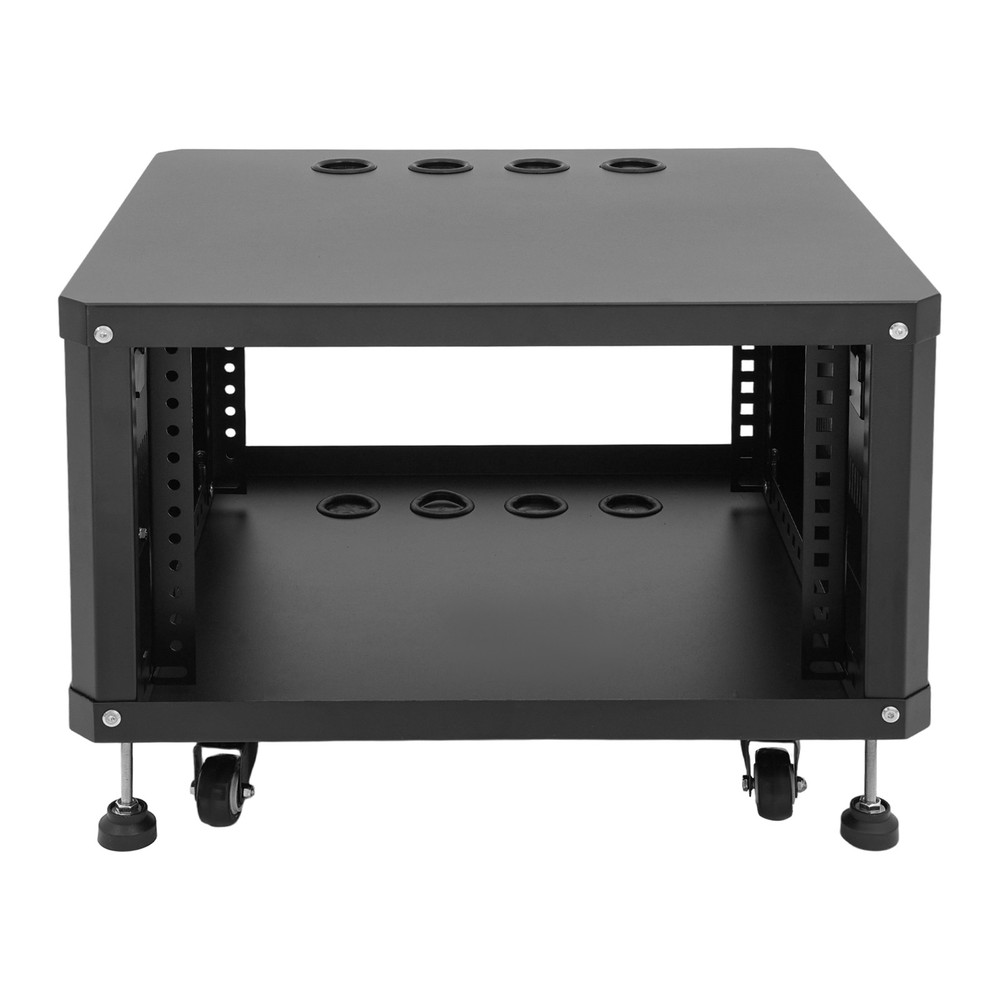 6U Rolling Studio Rack Stand Adjustable DJ Rack with Casters Base Side Top Panel