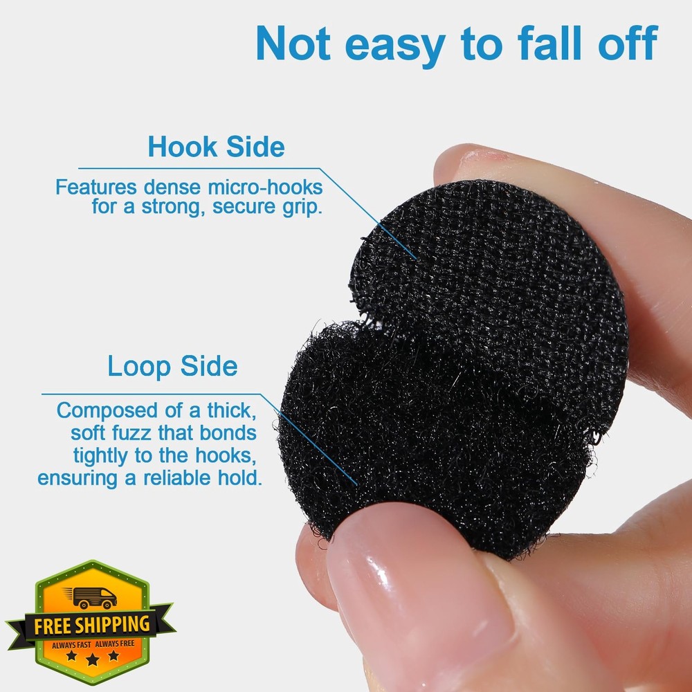 HANFINEE 936 Hook Loop Dots w/ Scissors Storage 0.59" Black