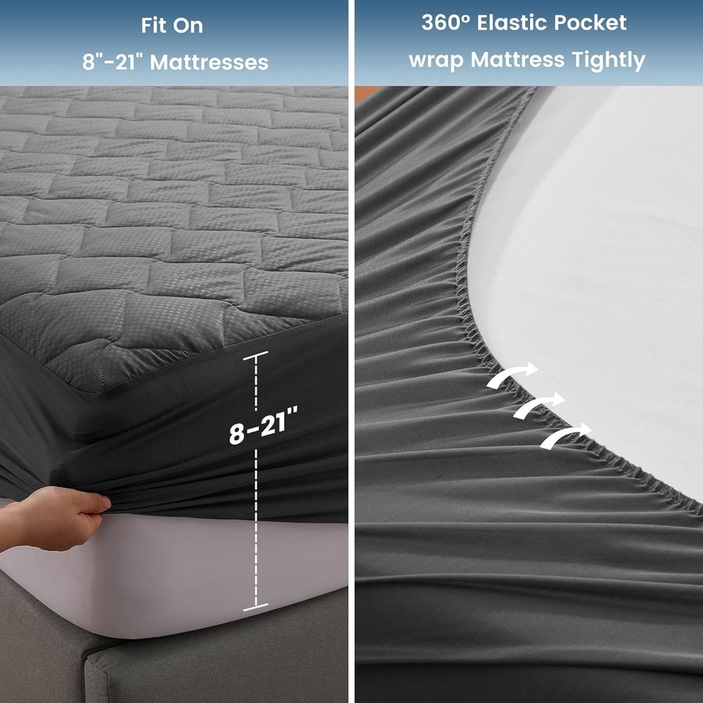 Waterproof Mattress Protector Pad Queen Machine Washable, Breathable