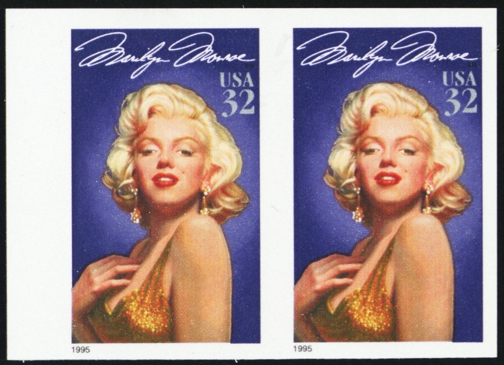 2967a, Mint VF NH 32¢ Imperforate Error Pair Marilyn Monroe * Stuart Katz