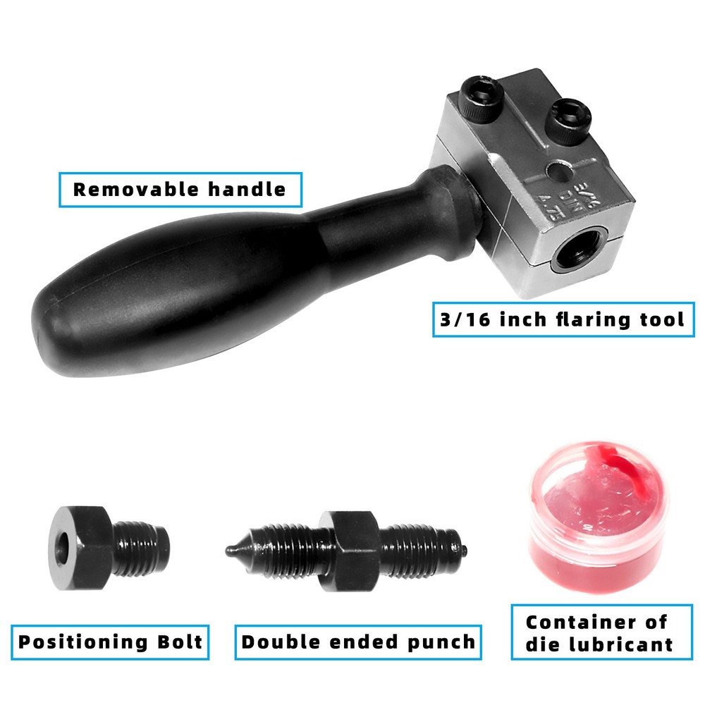 Universal 45° Handheld Double Flaring Tool 3/16in Brake Line Double Flare Tool