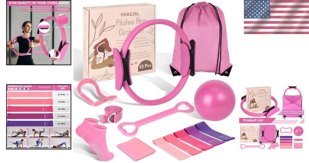 Pink Pilates Ring and Ball Set for Beginners