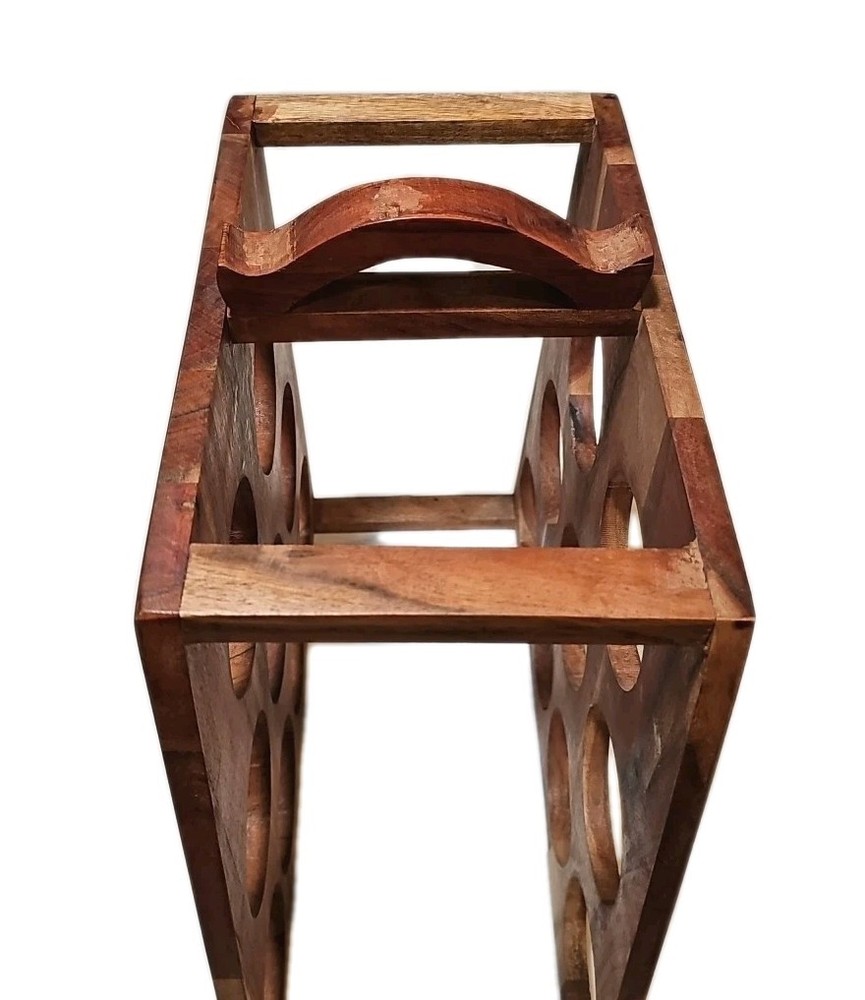 Solid Wood Pyramid Wine Holder - Holds 9 Bottles - Unique Rustic Statement Piece