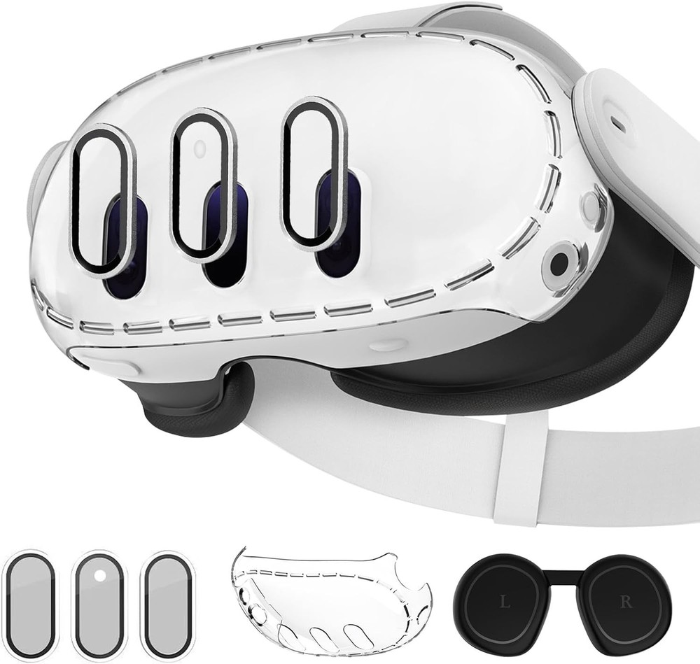 3-In-1 Lens Protector for Meta Quest 3, Plastic Hard Protective Shell Cover