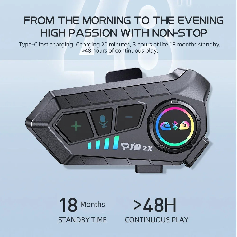 2pcs Motorcycle Intercom Headset Helmet For 2 Riders intercommunicator 300M