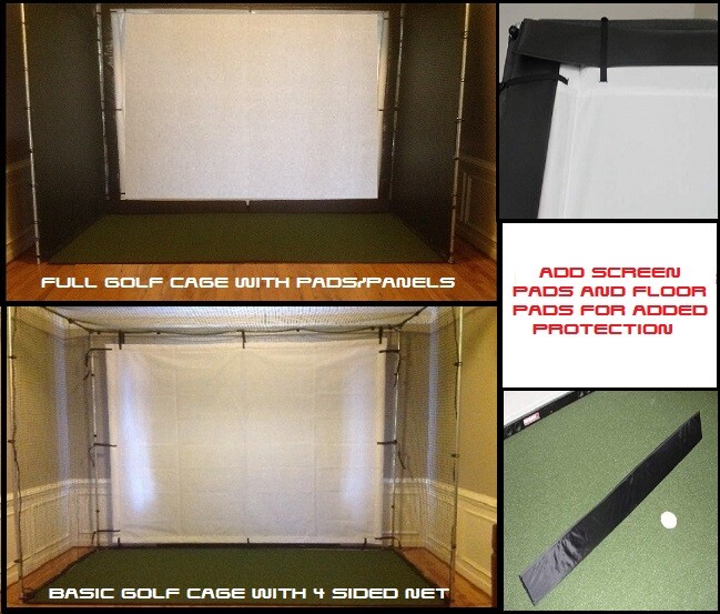 Golf Simulator Cage. POLY SPACER SCREEN. 4 SIDED NET/PADS/PANELS. 3/4"-1" FRAME