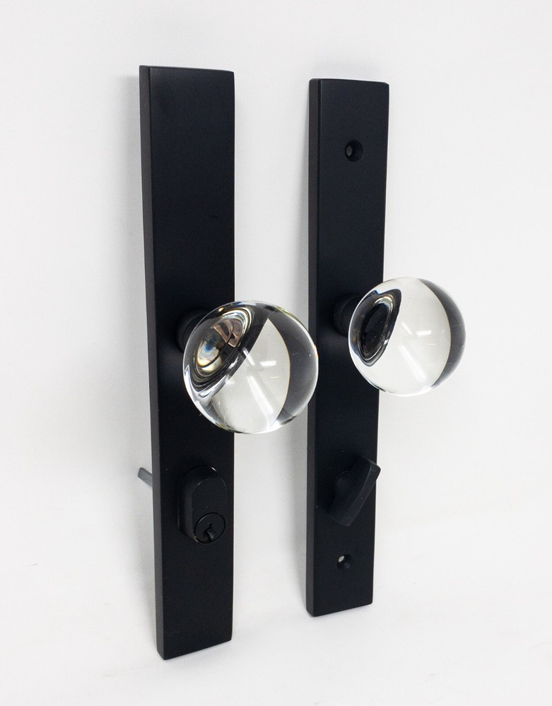 Emtek Stretto Rectangular 11 In Tall Cylinder Slideplate Entry Set, Flat Black