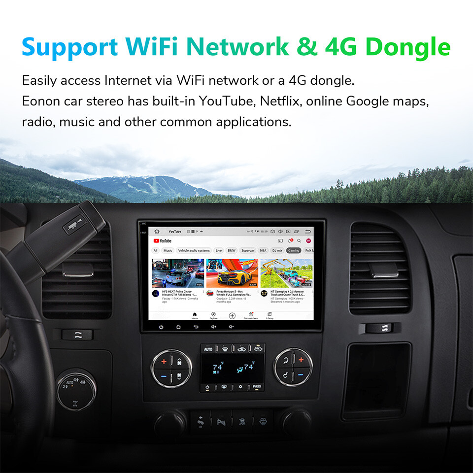 CAM+Car Stereo Android 12 8Core 4+64 For GMC Chevrolet Chevy Yukon Sierra Acadia