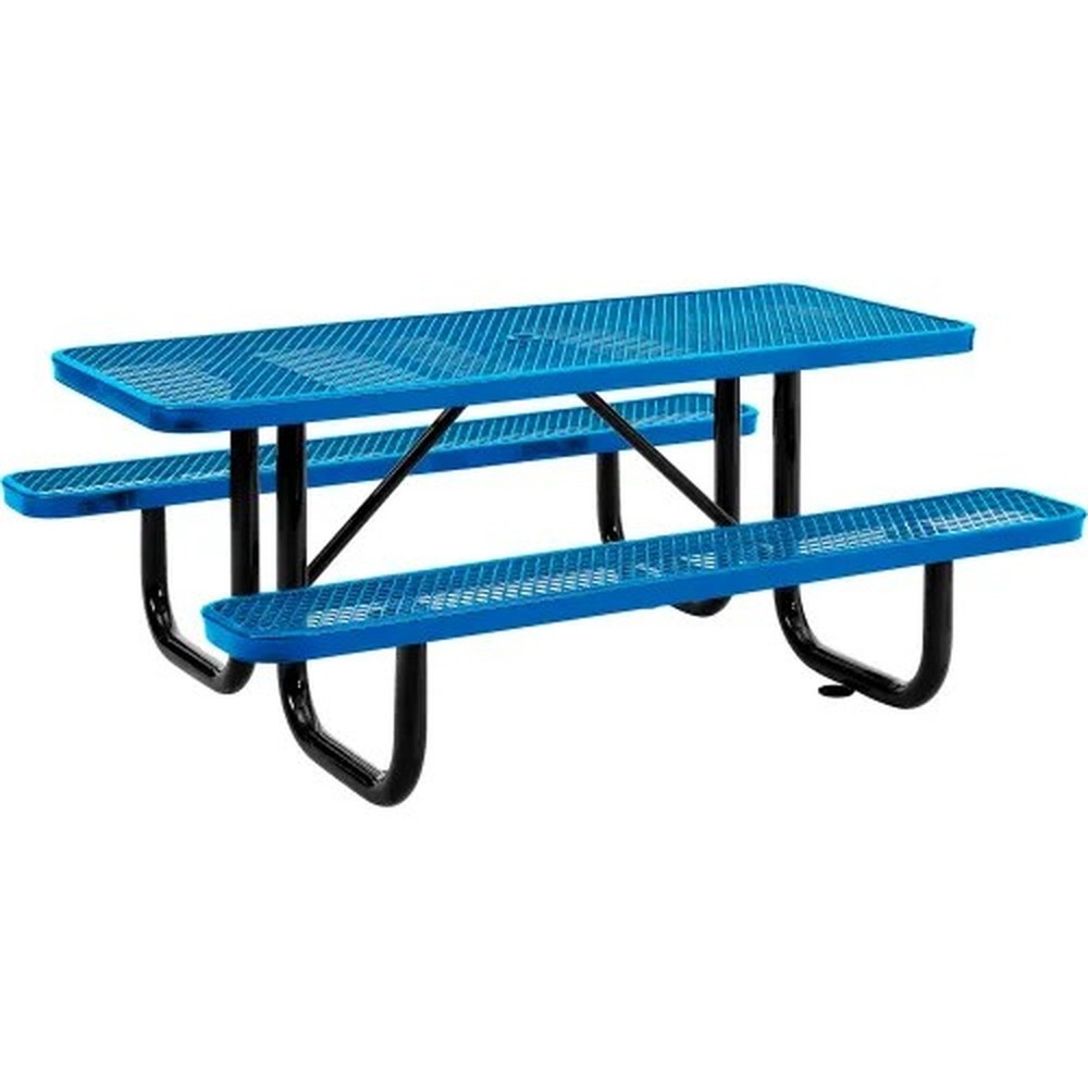 Global Industrial? 6' Rectangular Picnic Table, Expanded Metal, Blue
