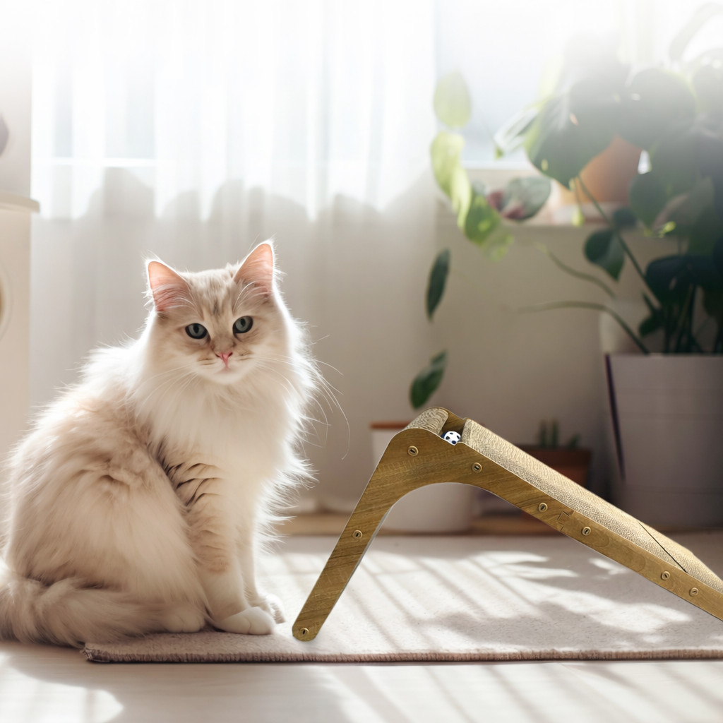 SnuggleSpruce Cat Scratcher, Cardboard Scratching Post Pad, L-Shape, Neutral