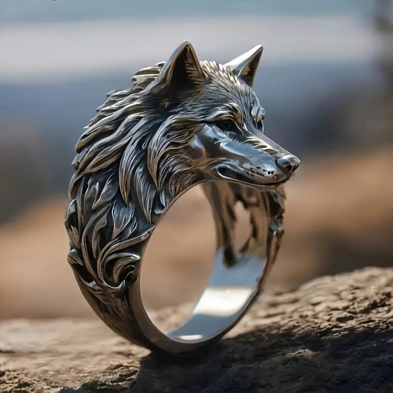 Wolf Head Ring Band Dog Animal Strength Nature Jewelry Silvery