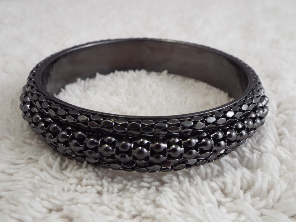 Gunmetal Mesh Chain Bangle Bracelet (D10)