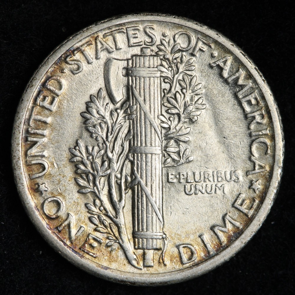 1918 Mercury Silver Dime CHOICE AU TONED E292 VALL