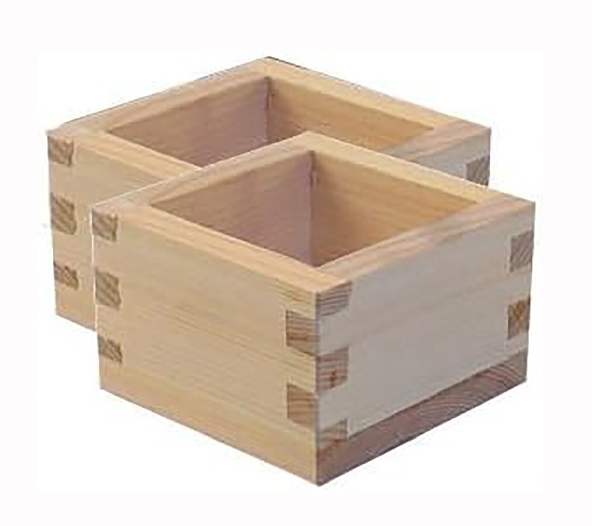 2 Pack Small Masu Wooden Sake Cup Hinoki Cypress Box 2 oz Made in Japan S-3323x2
