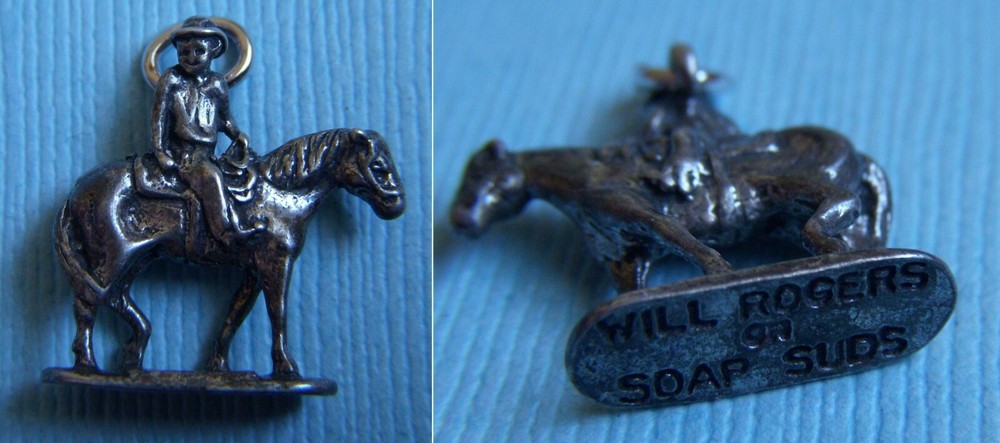 Vintage Will Rogers and Soapsuds sterling charm