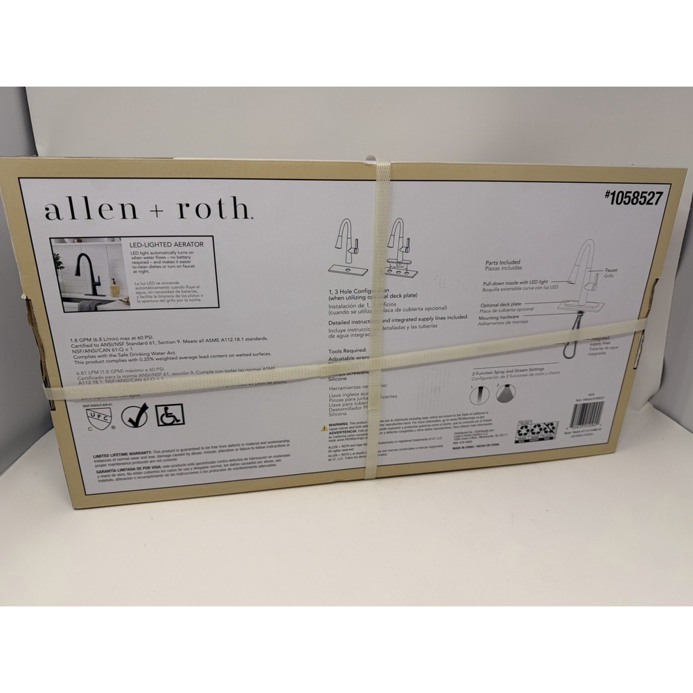 Allen + Roth Bryton Matte Black Single Handle Pull-down Kitchen Faucet with LED