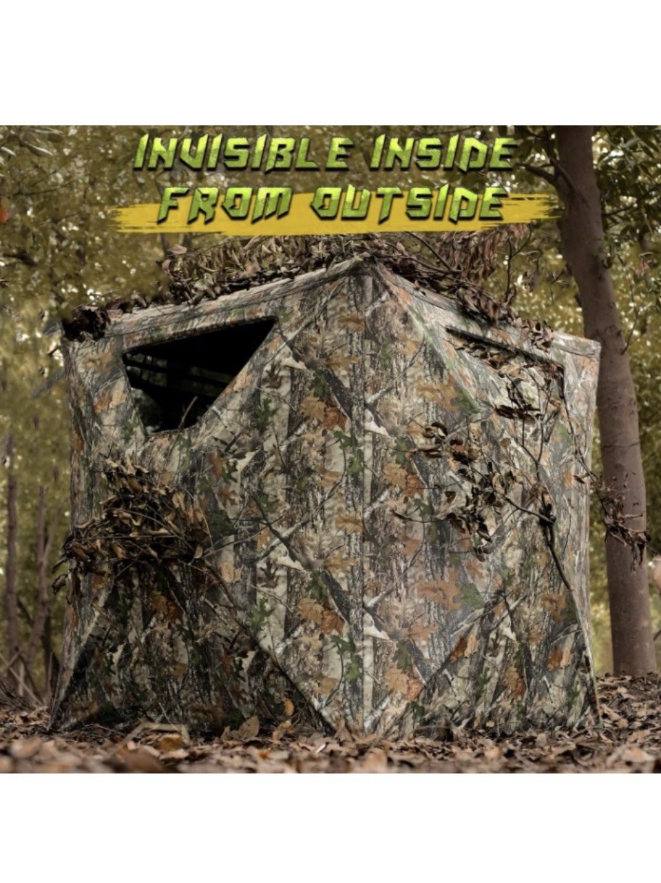 Hunting Blind, 2 Person Pop Up Blinds 360 Degree See Through, Portable Durable