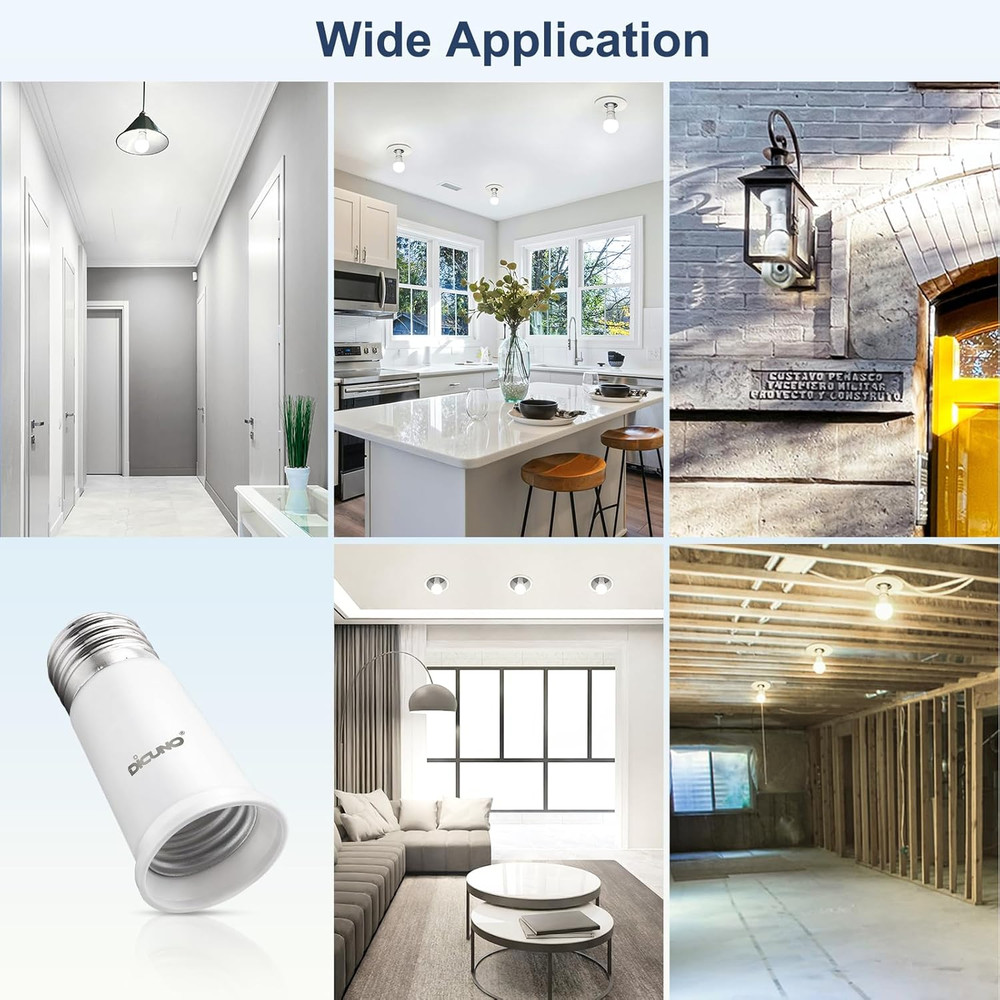 E26 Socket Extender, E26 Standard Medium Base Lamp Bulb Socket Adapter of 5CM/1.