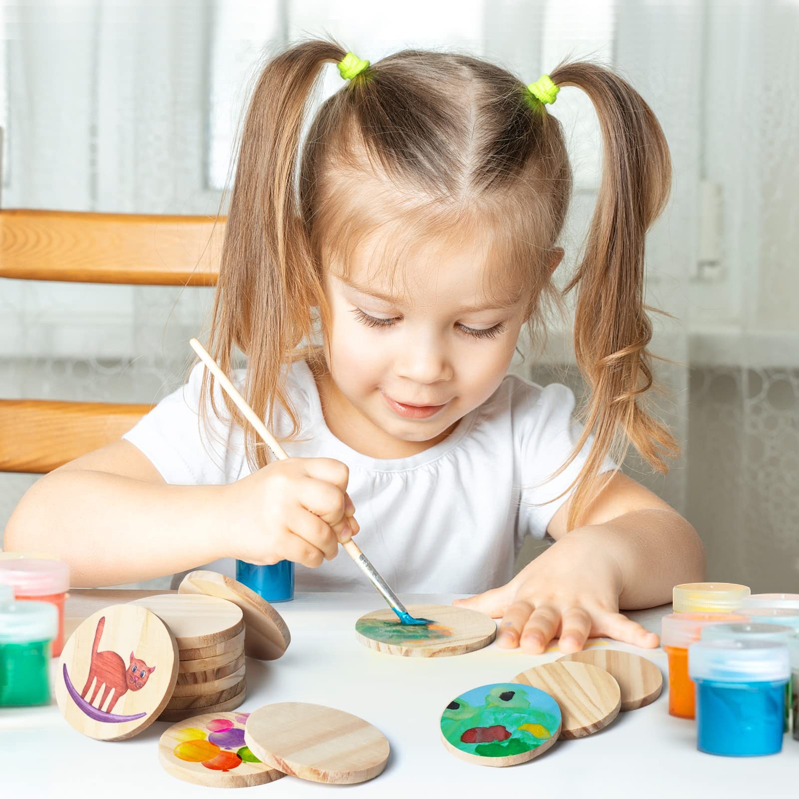 2 Inch 50 Pieces Wood Circles, GOH DODD Small Round Discs Unfinished Slices...