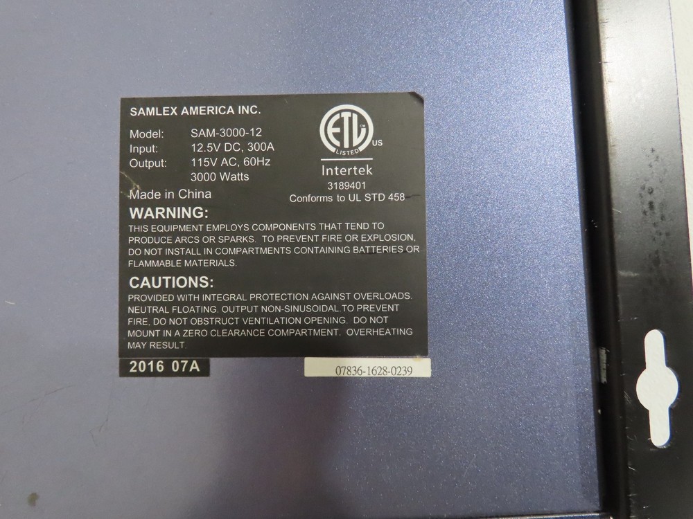 SAMLEX INVERTER 3000W 12V SAM-3000-12