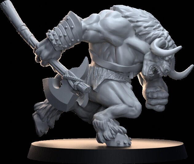 Charging Minotaur | DnD Miniatures | Tabletop Gaming| Tabletop Miniature |