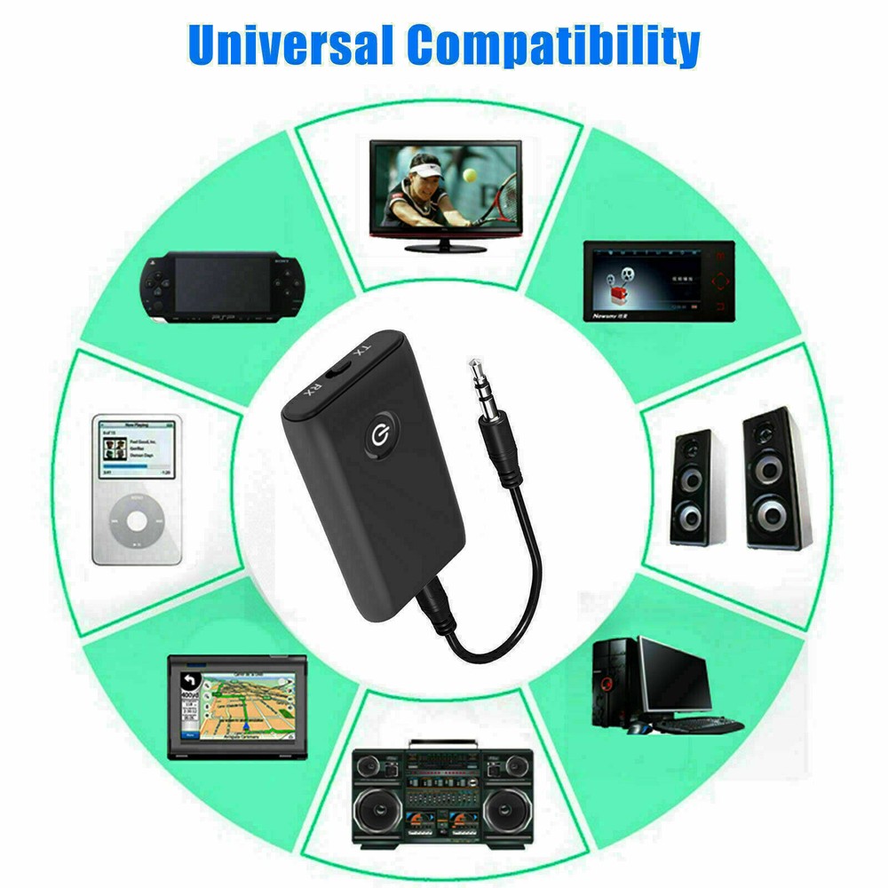2 IN 1 Bluetooth 5.0 Transmitter Receiver Wireless Audio 3.5mm Jack Aux Adapter