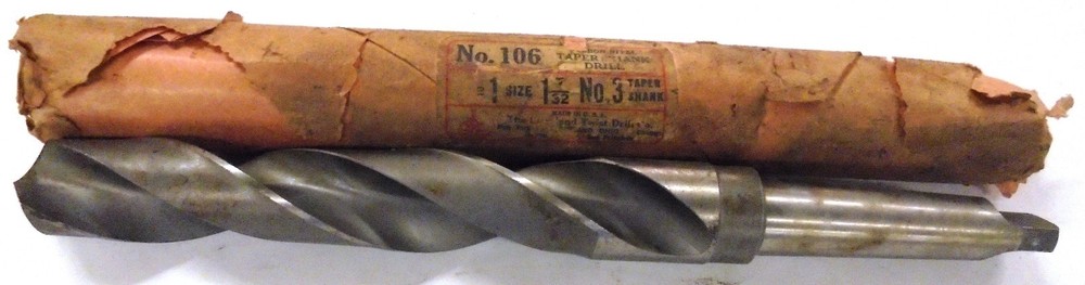UNKNOWN BRAND DRILL BIT, 1 7/32 CUTTING DIAMETER, 12 3/8" OVERALL LENGTH