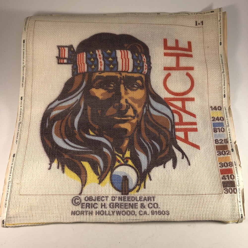 VTG GREENE Object d' NeedleArt APACHE Needlepoint Kit Needle Art Native American