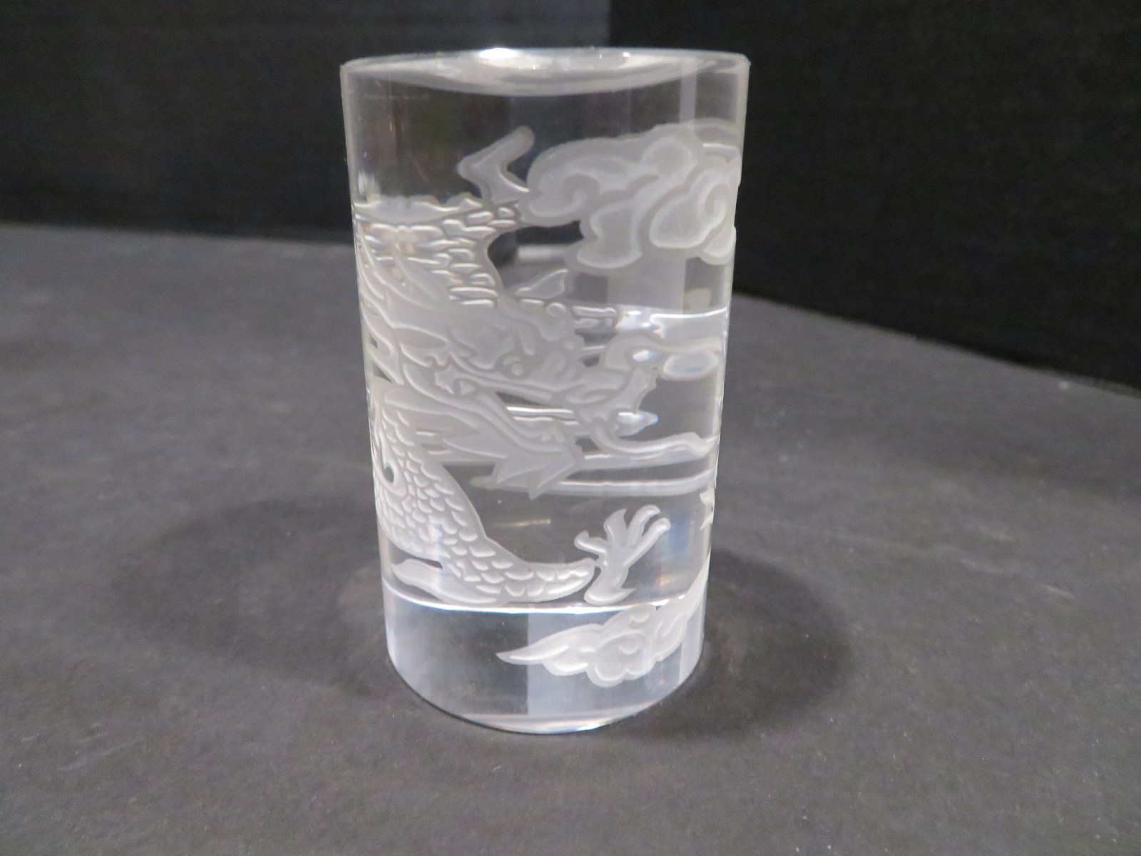 Etched Glass Dragon Roulette Win Marker - Glass Roulette Dolly Win Marker -