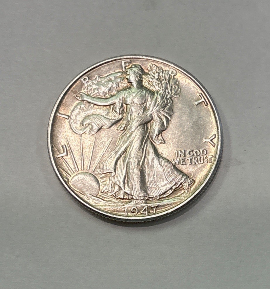 1947 Silver Walking Liberty Half Dollar (AU+) About UNC+! Details: Cleaned. ENN