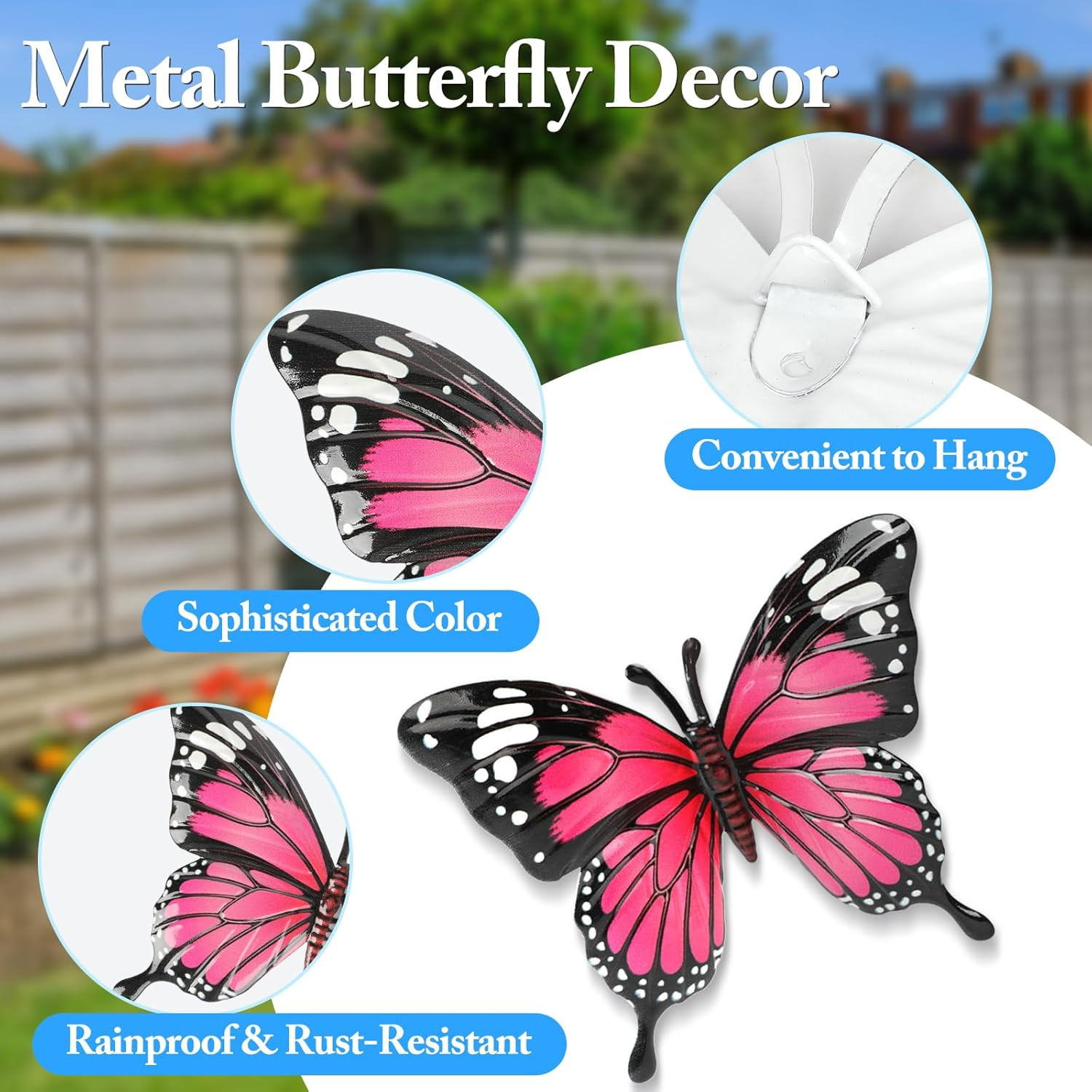 4 Pcs Metal Butterfly Wall Art Decor Outdoor Indoor Fence Wall Sculptures