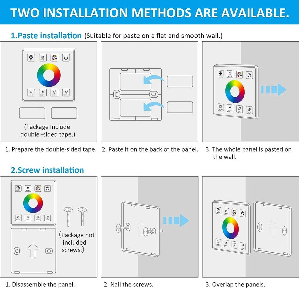 RF Touch Panel RGB LED Controller Kit RGB LED Strip Lights Controller